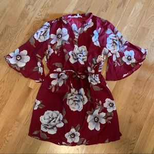 Warm Color Floral Print Dress